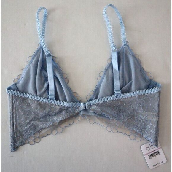 Free People OB1104627 Sz 32D Blue Hydrangea Lucia Underwire Sheer Lace Bra $48 - Picture 2 of 9